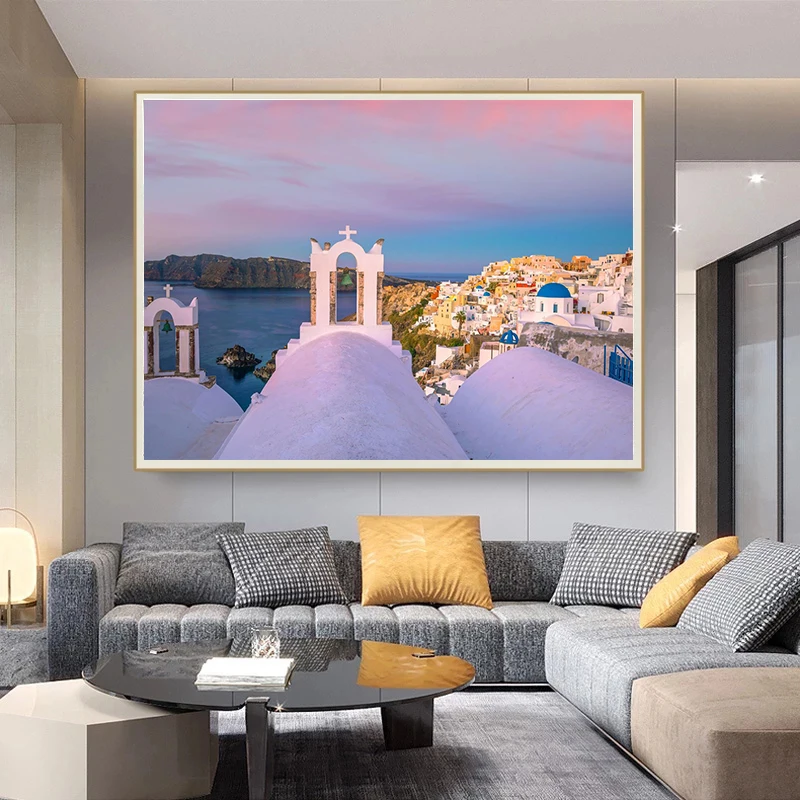 Modern Greece Santorini 04 Poster Painting Posters and Prints Canvas Wall Art Pictures for Home Living Room Cuadros