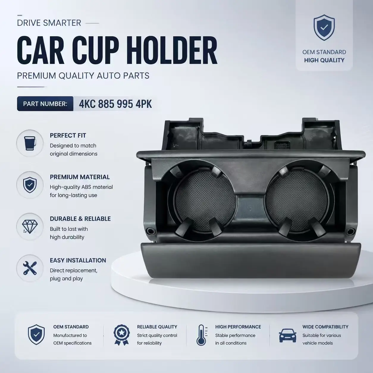 4KC8859954PK Rear Seat Beverage Rack Cup Holder For AUDI A5 E-TRC 4KC 885 995 4PK