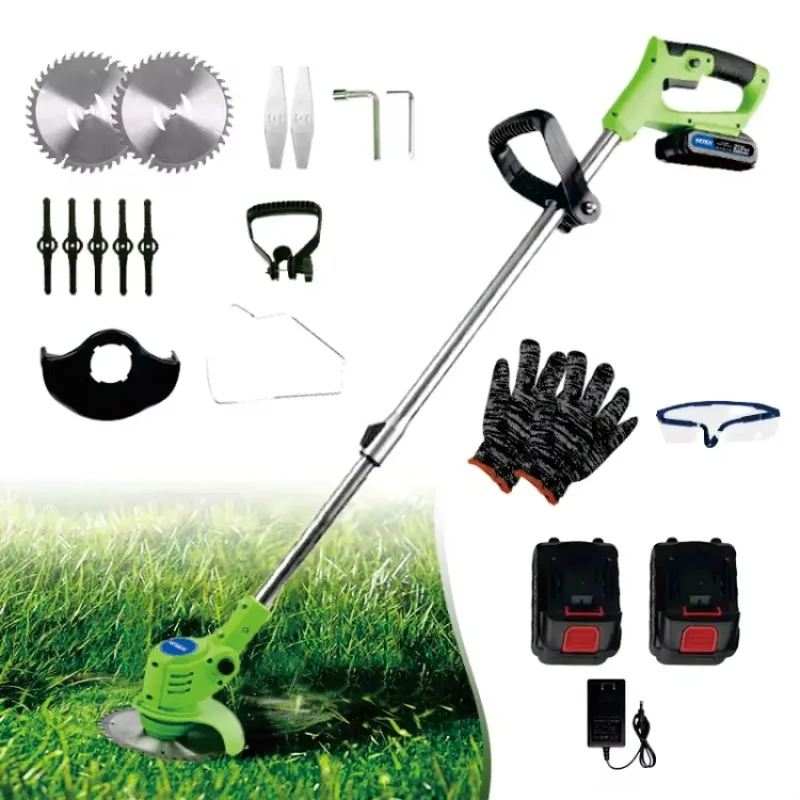 

Household Power Garden String Trimmer 21V Rechargeable Battery Cordless Electric Mower Grass Cutter With Cutting Blade