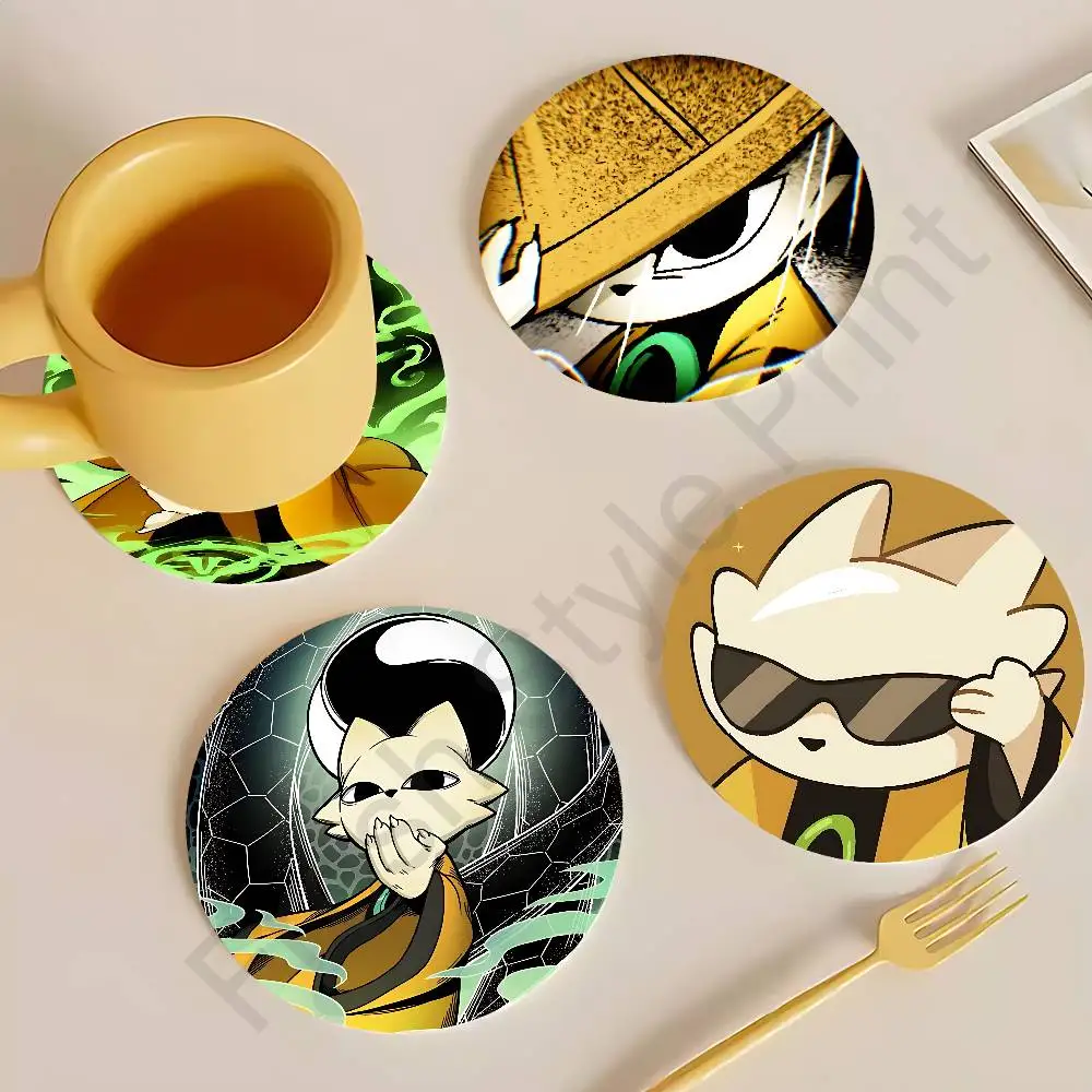 

Game N-Nine S-Sols Cute Yi Heat Resistant Round Wooden Coasters Non-slip Drink Cafe Decoration 2D Flat Color Print Coasters