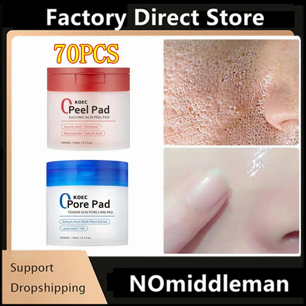 

70Pcs Facial Toner Pads For Exfoliation And Pore Care Salicylic Acid Korean Skin Care