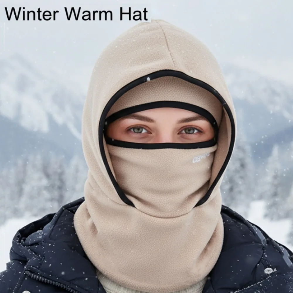

Double Layer Balaclava Cycling Cap Fleece Cold-proof Warm Hat Mask Neck Protection Thicken Ski Windproof Cap Skiing