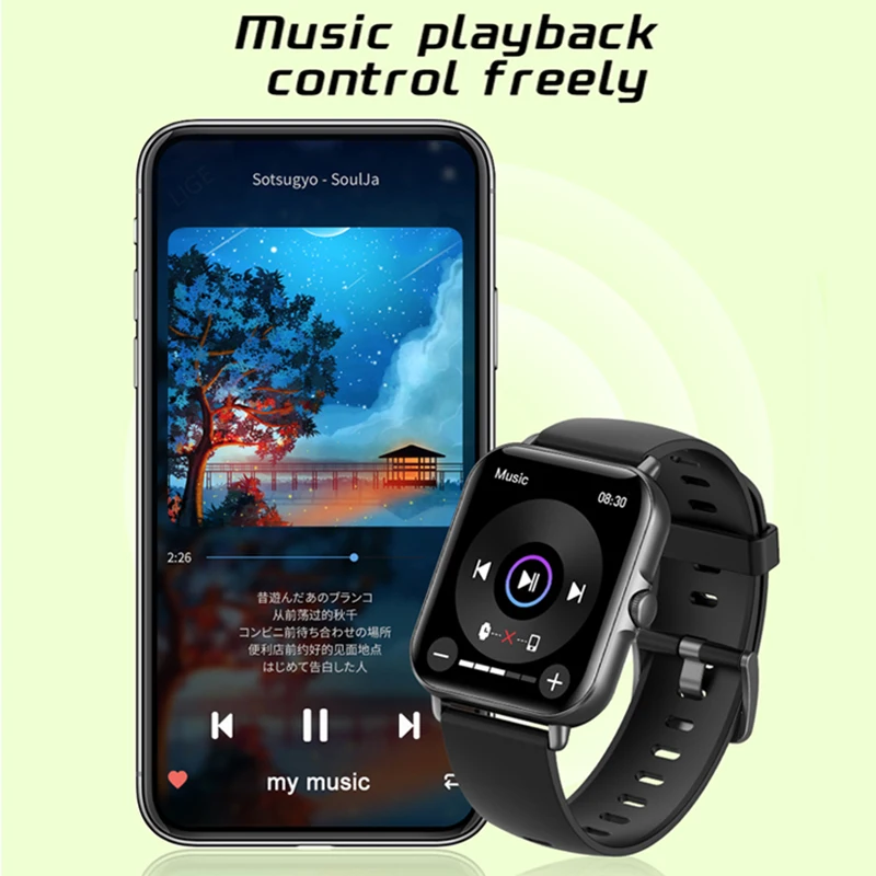 LIGE-Relógio inteligente para homens e mulheres, Bluetooth Answer Call, Full Touch Dial Call, Rastreador de fitness, IP67 à prova d\'água, caixa, novo