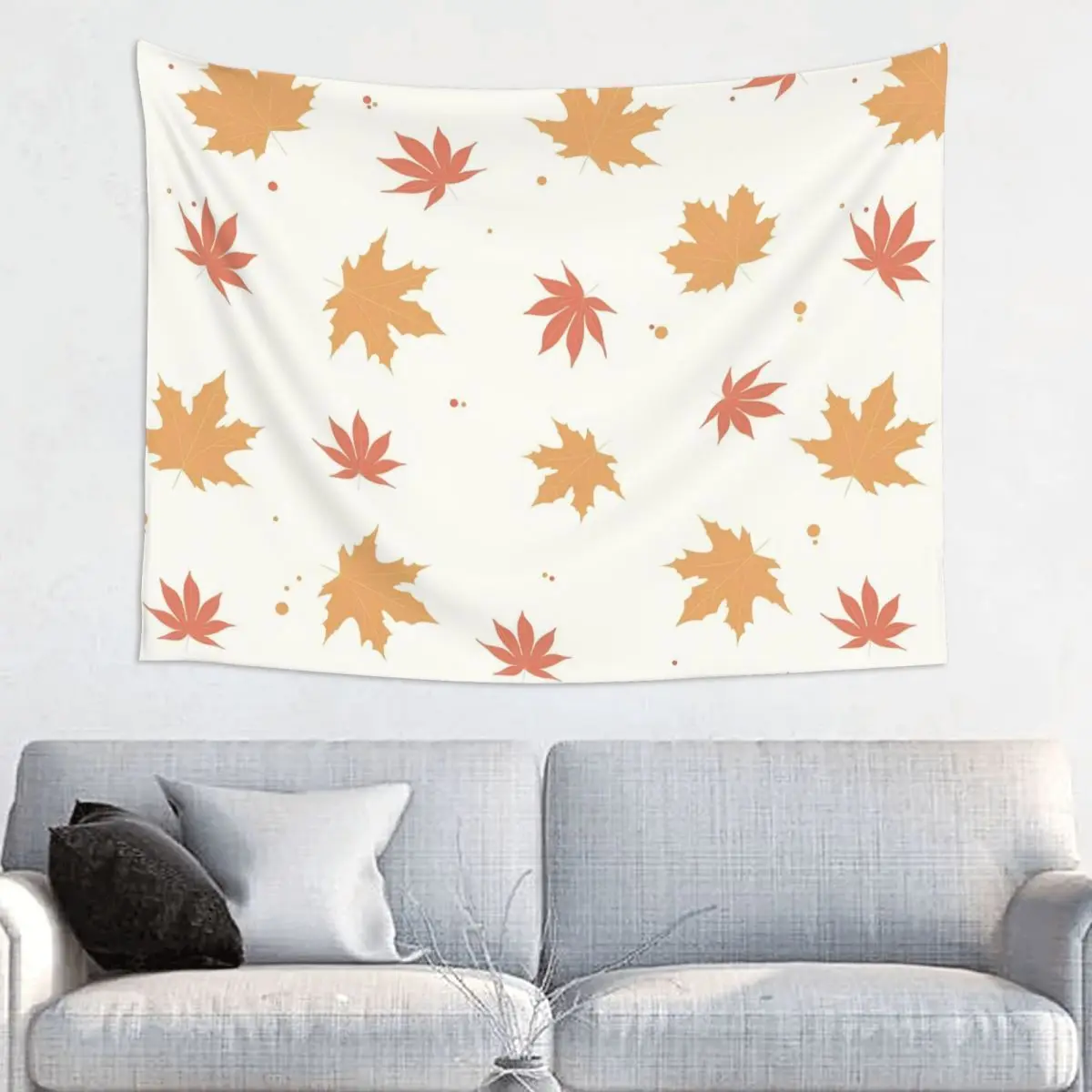 Maple Fallen Leaves Tapestry Wall Hanging Hippie Polyester Tapestries Autumn Leaf Art Wall Blanket Dorm Decor 95x73cm