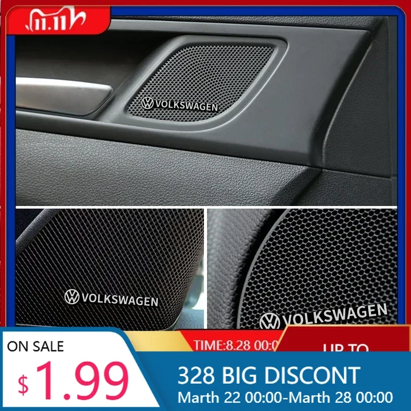 

Styling Mouldings VW GTI GOLF 2026 Hot For VW VOLKSWAGEN New 4pcs 3D Aluminum Speaker Stereo Speaker Badge Emblem Sticker For VW