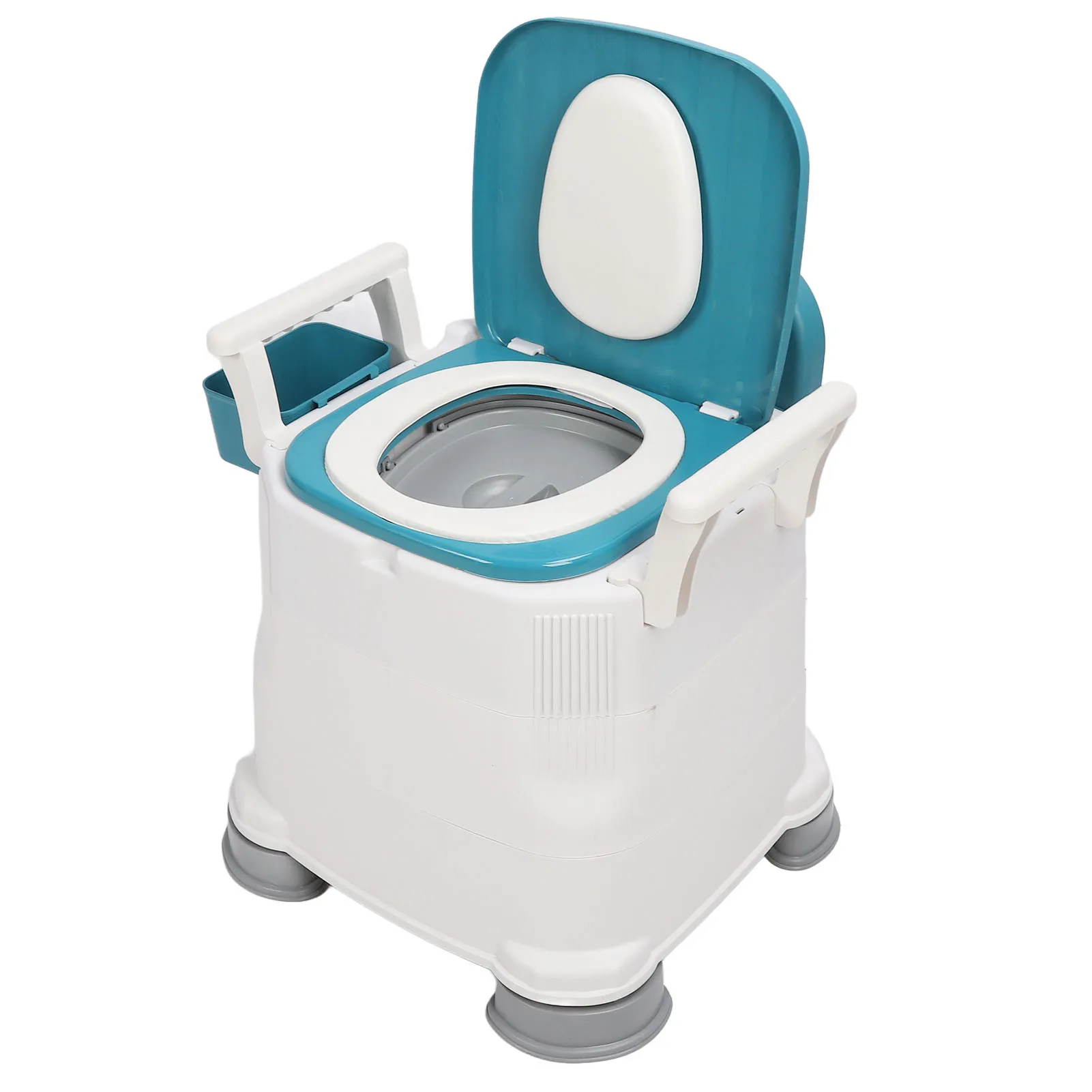 

Toilet Chair Portable Toilet Detachable Armrest Adjust Height Prevent Slip PU Sest Bedside Commode Chair for Elderly Blue
