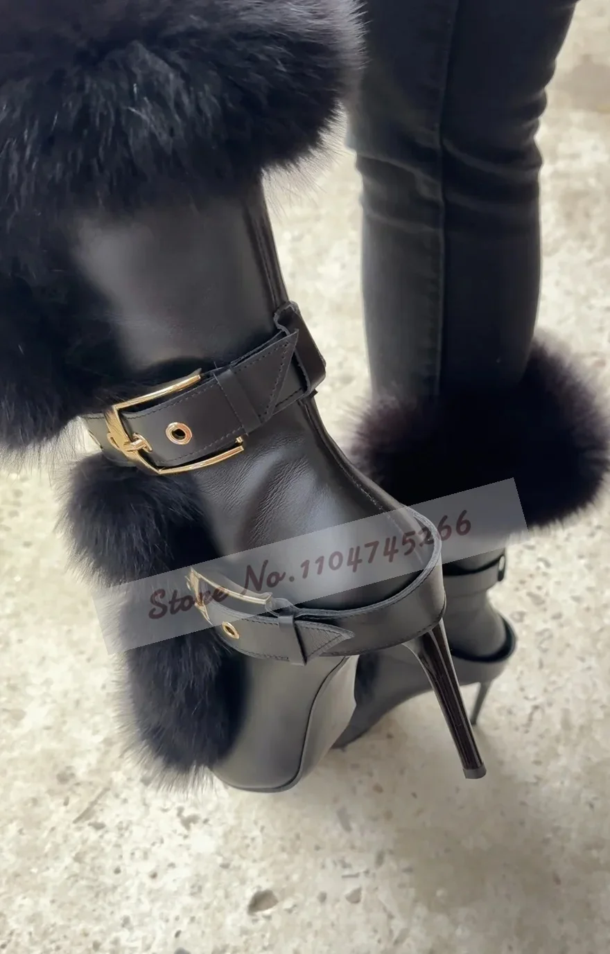 

Женские ботильоны кремового цвета с мягким мехом, пушистые плюшевые теплые модельные туфли, молочно-белые матовые ботильоны на шпильке с острым носком и пряжкой