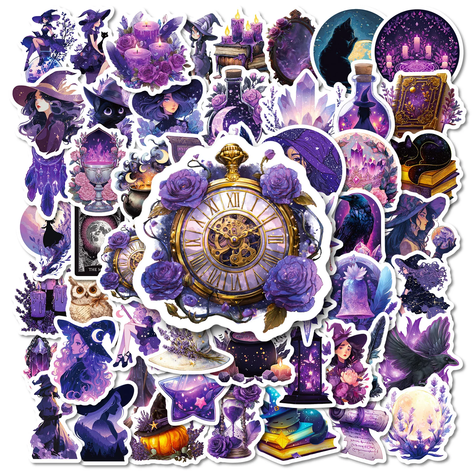 10/30/56 قطعة جديد الظلام ليلة الأرجواني غامض الساحرة الكرتون رائعة الكتابة على الجدران ملصقات DIY بها بنفسك الغيتار الهاتف كوب ماء سكيت #1