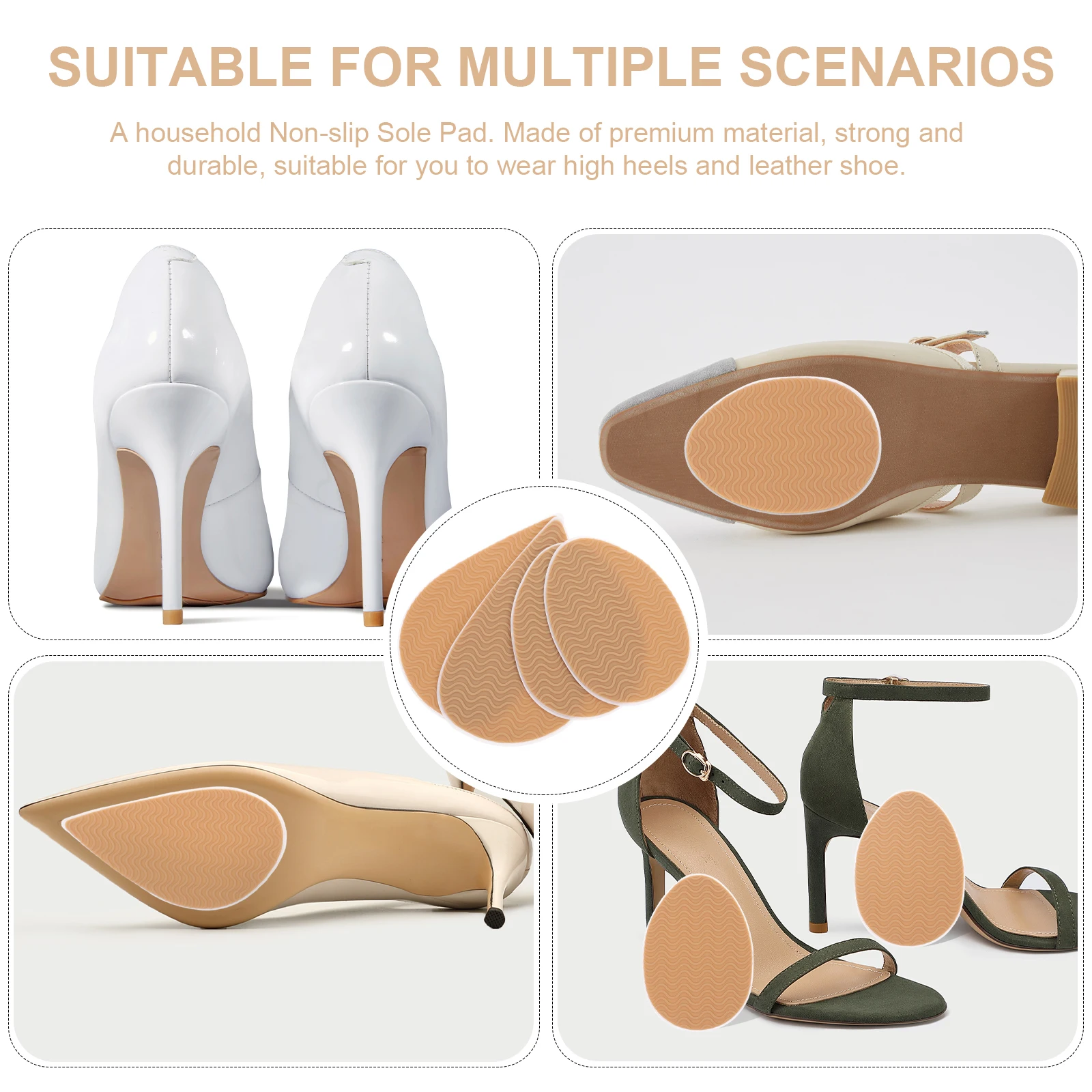 

2 Pairs Patch Anti-slip Stickers for Soles Man Silica Gel Heel Inserts Shoe Bottom Protector