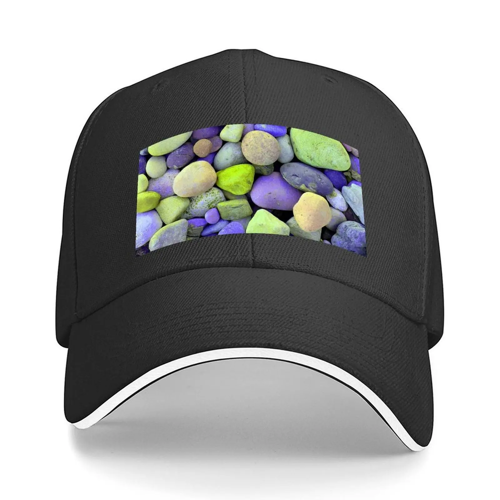

Green And Purple Space Pebbles, Digitally Altered Photograph Of Pebbles Baseball Cap Golf Wear western Hat Designer Man Women's