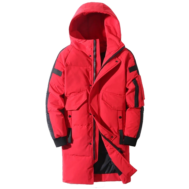 2023 Winter Men's Down Jacket Hooded Fashion Long Parkas Windproof Waterproof Thick Warm Coat