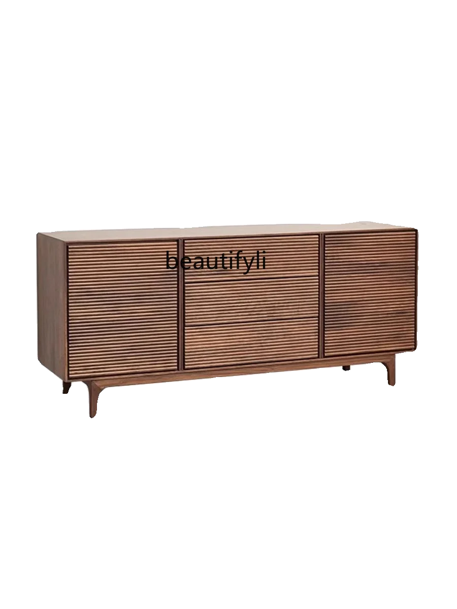 

Nordic Sideboard Cabinet Black Walnut Multi-Functional Solid Wood Storage Cabinet