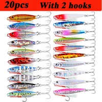Juego de anzuelos de Metal fundido de calidad 20 piezas, 10g- 60g, fundición a tierra, Jigging, Señuelos de Pesca de lubina, aparejos de cebo Artificial
