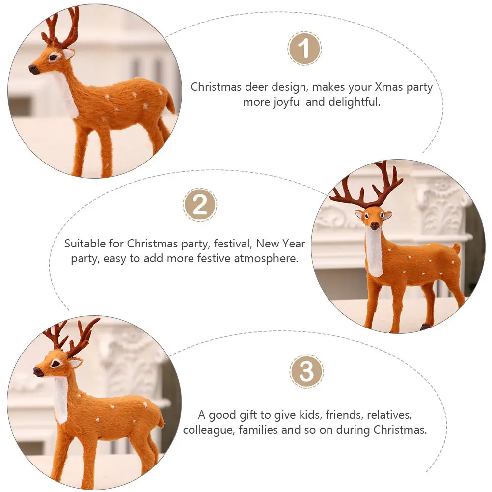 

3Pcs Christmas Deer Desktop Ornaments Premium Mini Elk Decor for Home Office Living Room Xmas Party Festive Decoration Christmas