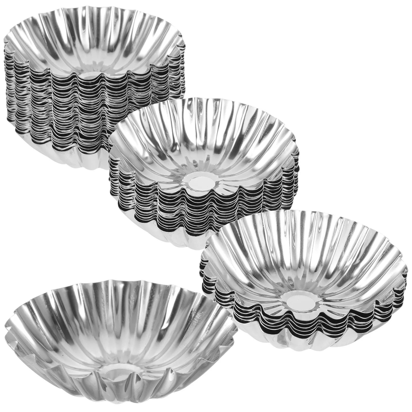 

50pcs Stainless Steel Tart Molds 430 Baking Decorative Cupcake Mold Smooth Kitchen Hotel Bakery Tart Pies