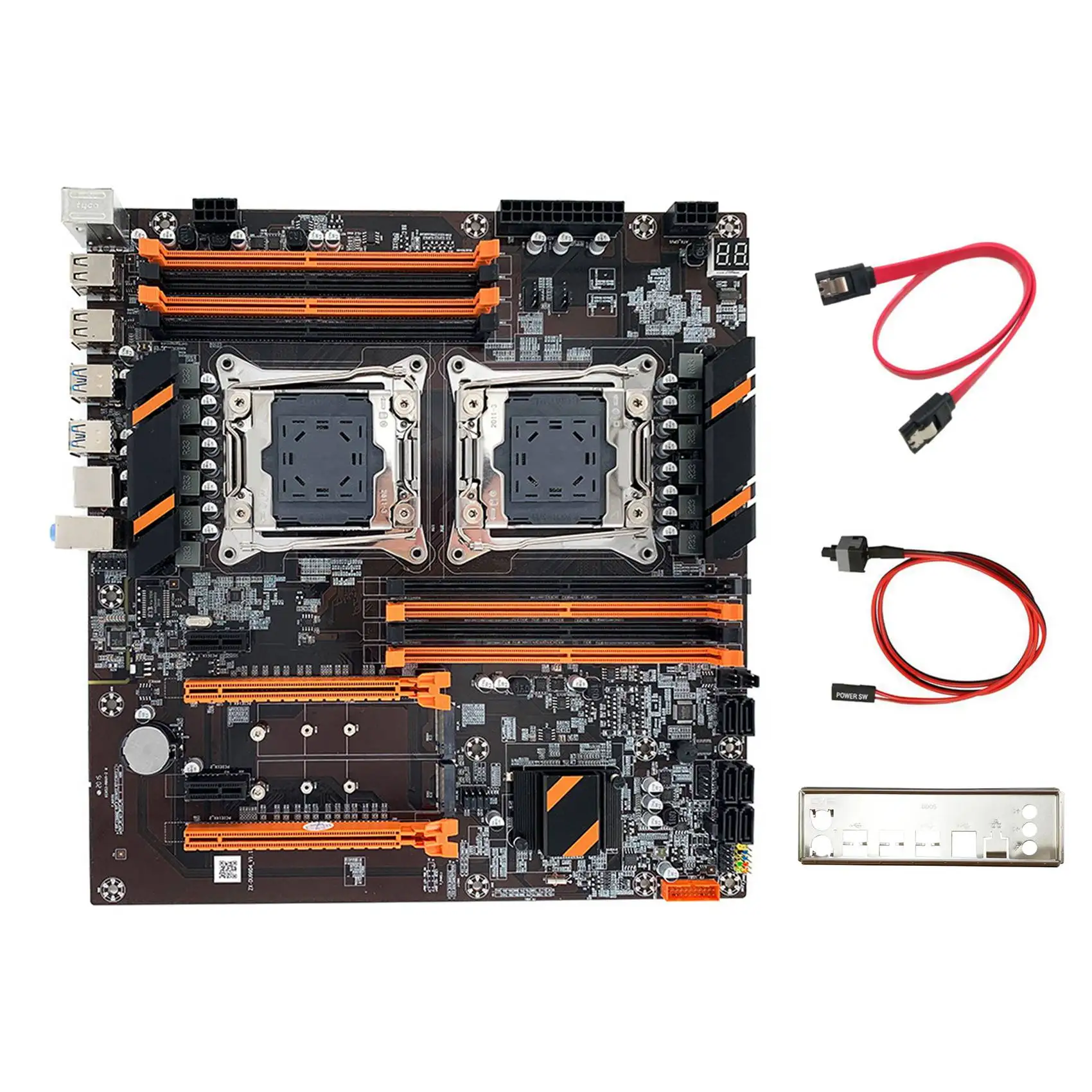 X99 Motherboard Dual CPU Slot+SATA Cable+Switch Cable+Baffle LGA 2011 DDR4 6XSATA 3.0 Support 2011-V3 CPU Motherboard