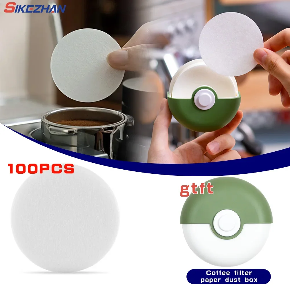 Coffee Filter Paper Disposable Secondary Water Basket Special 51mm 54mm 58mm with Coffee Filter Paper Dustproof Bar Storage Rack