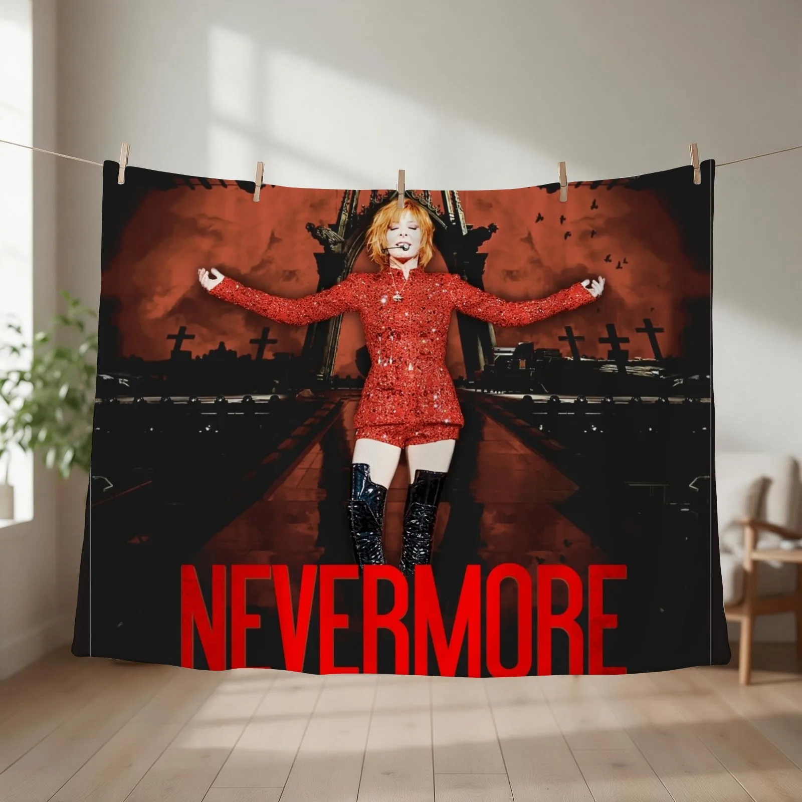 Mylene Farmer Nevermore Poster 2024 Throw Blanket couch cozy soft plush fuzzy picnic outdoor blanket