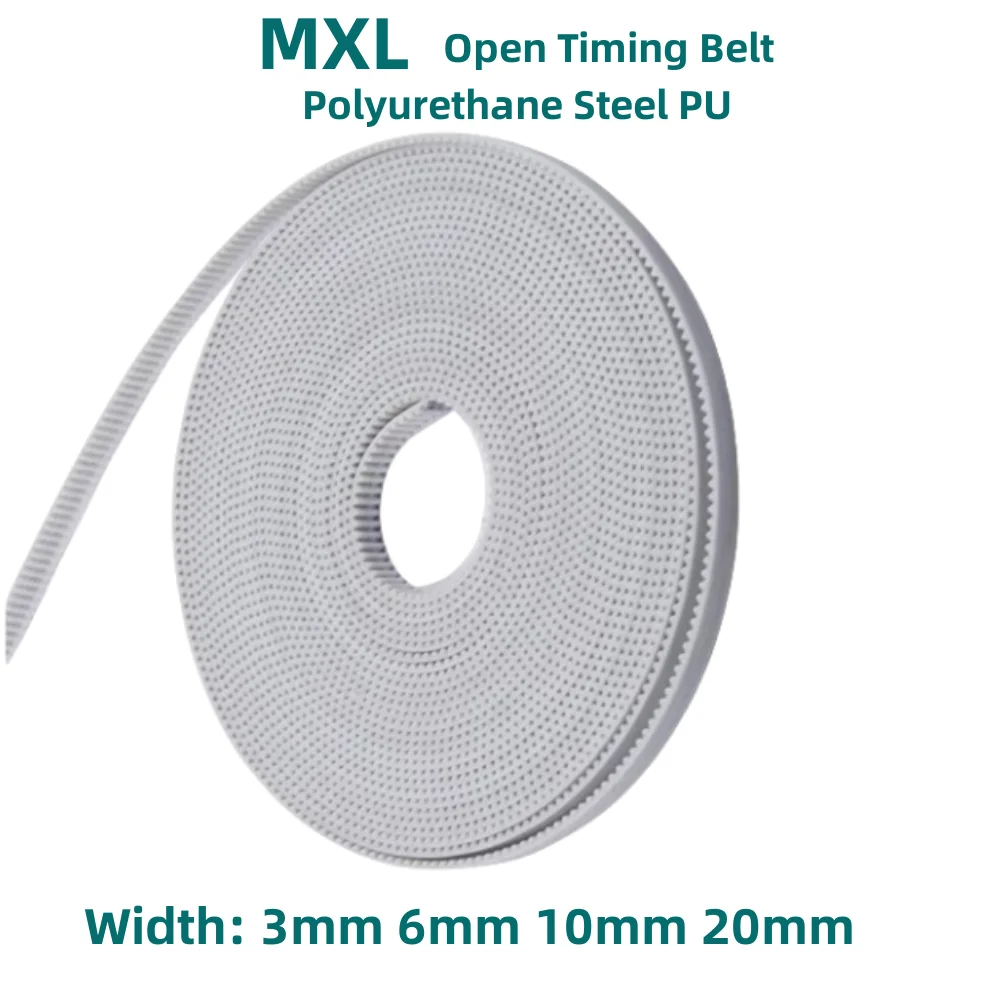 MXL Open Timing Belt Width 3mm 6mm 10mm 20mm Polyurethane Steel PU Synchronous Belt