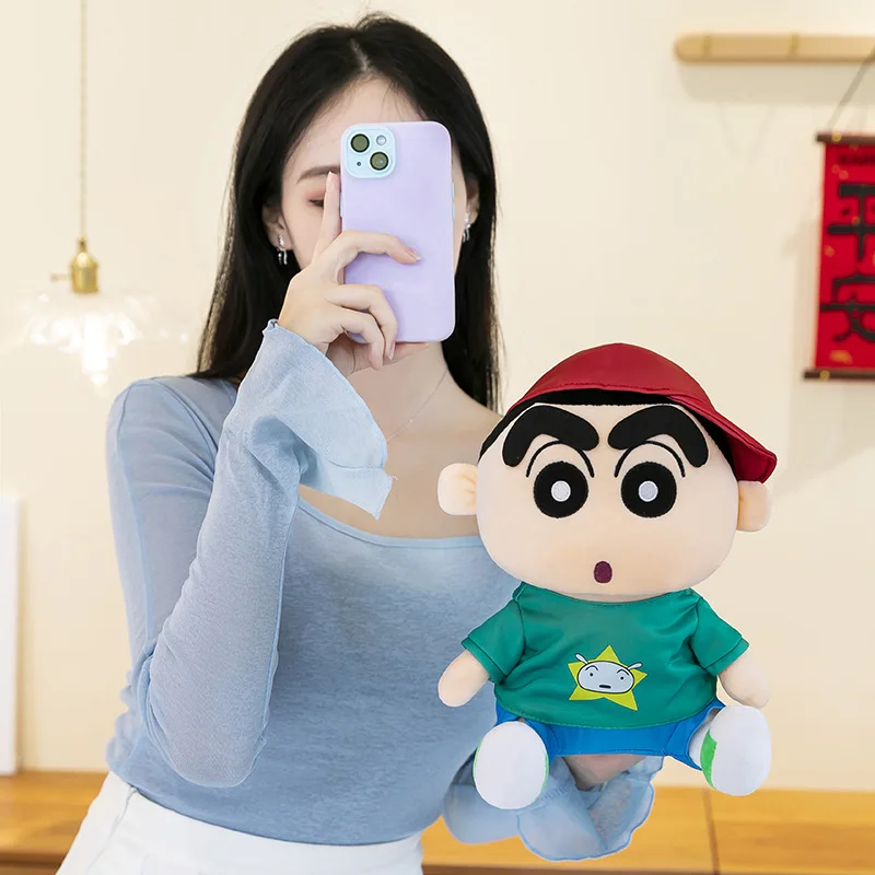 Kawaii الكرتون هوديي تلوين شين تشان ألعاب من نسيج مخملي محشوة دمية لطيف الاطفال عيد الميلاد هدية عيد الميلاد وسادة محبوب لينة للأطفال #4