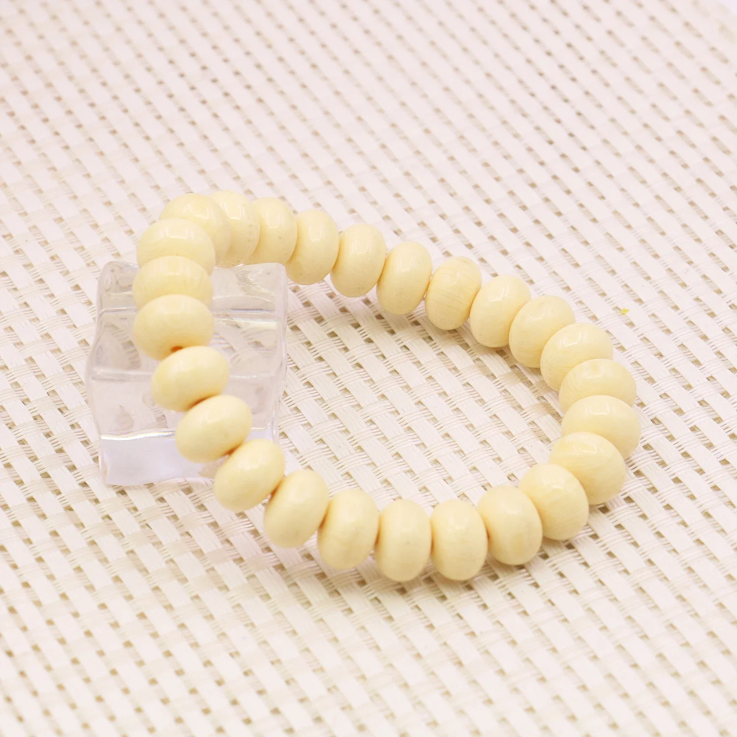 8x12mm Abacus Beige Beeswax Resin Bracelets Female Elastic Chain Women/men Girls Gifts Hand Made Fashion Jewelry Making Design