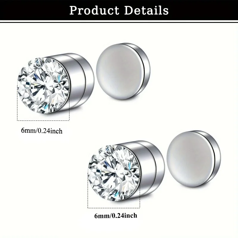 1/4pairs Magnetic Nose Stud No Piercing, Punk Vintage Style Fake Nose Ring, Women's Fashion Jewelry Set, Ear Clip, Non Piercing view 5