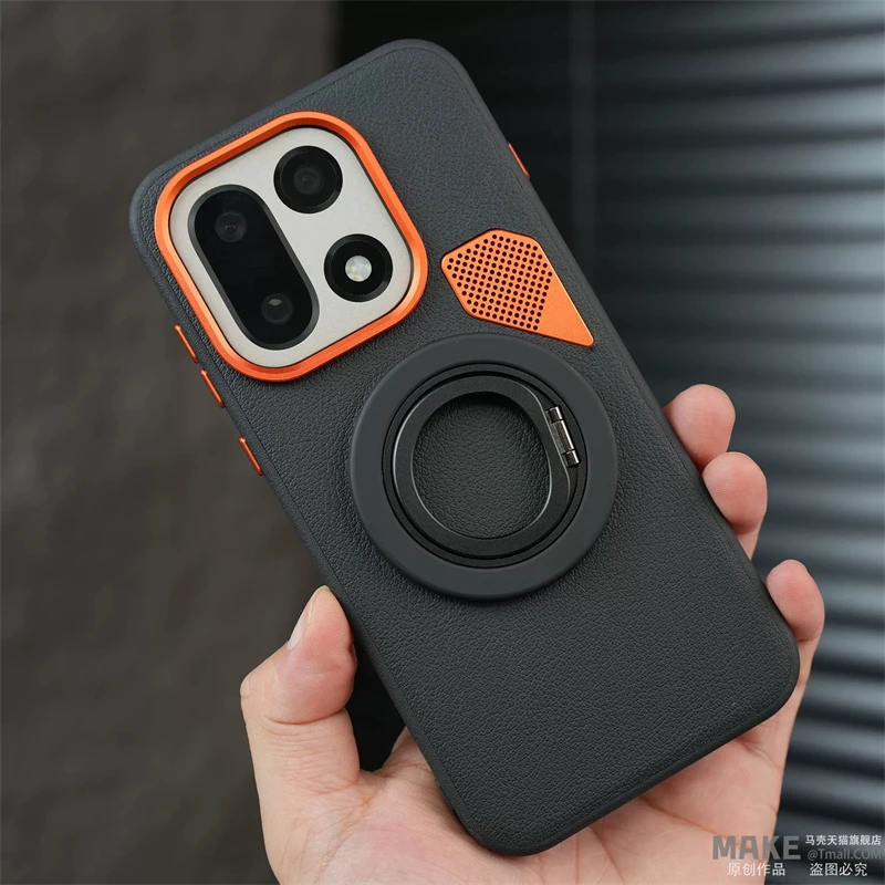 For OnePlus 15 Case Magnetic MagSafe Luxury Silicone Leather Holder Ring Back Cover For OnePlus15 5G One Plus 15 Cooling Bumper