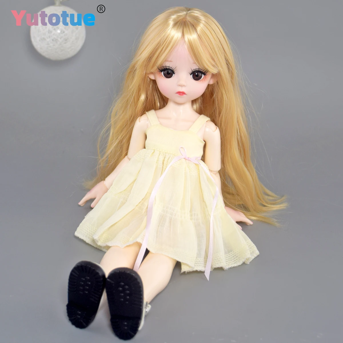 YUTOTUE 30 cm hohe Mädchenpuppe mit Gesichts-Make-up, lockiges Haar, Perücke, Kleid, Schuhe, komplettes Set, Kindergeschenk, lebensecht