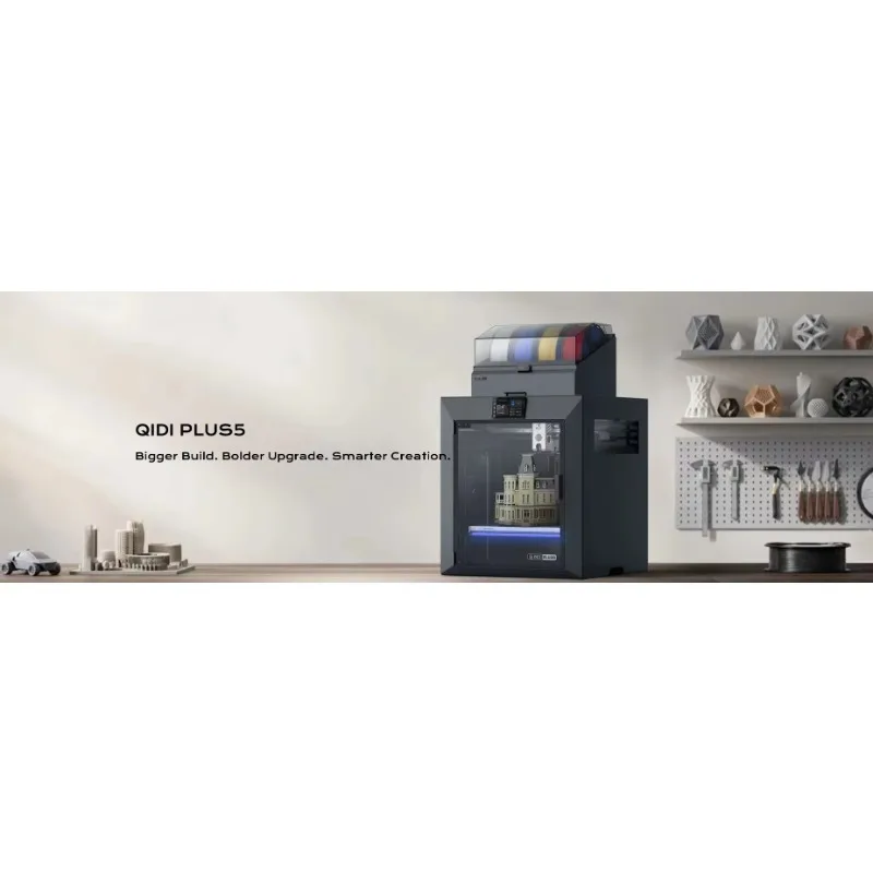 QIDI Plus5 Enclosed Structure & 3-Stage Air Filter Safe Office-Friendly 3D Printer With 370°C Nozzle & Active Chamber Heating