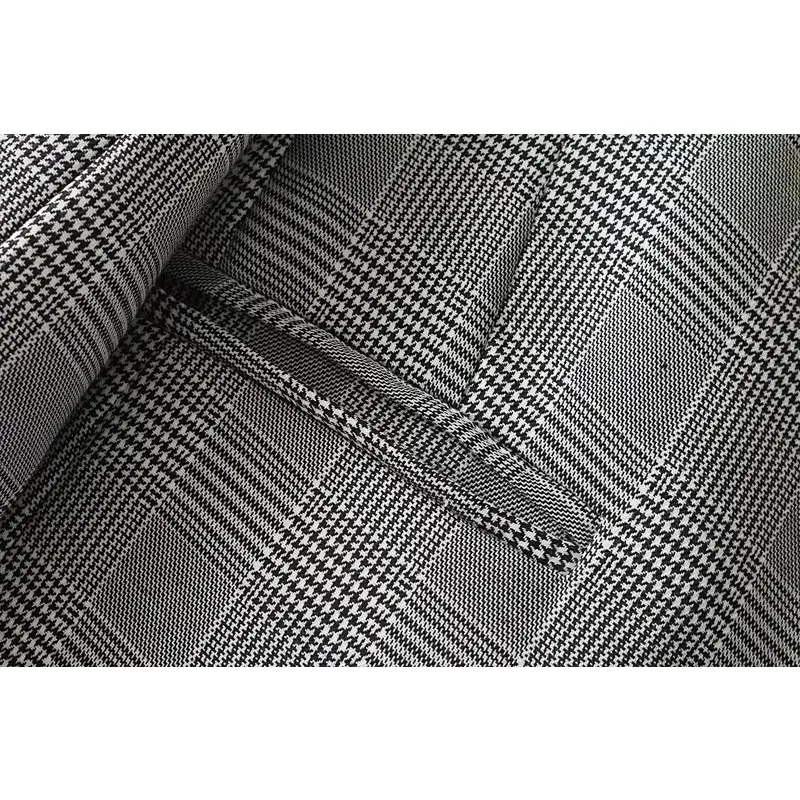 European and American Plus-size Women's Suit Jacket, Spring and Autumn Casual Loose, One-button Checkered Small Suit for Women