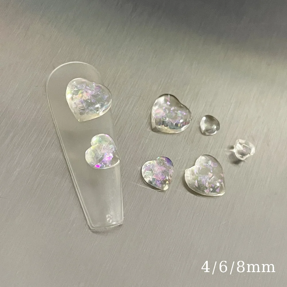 7style ハートネイルオーナメント 多用途キラキラハート型レジンネイルアクセサリー シルバーゴールドハートリベット ネイル飾り 404art