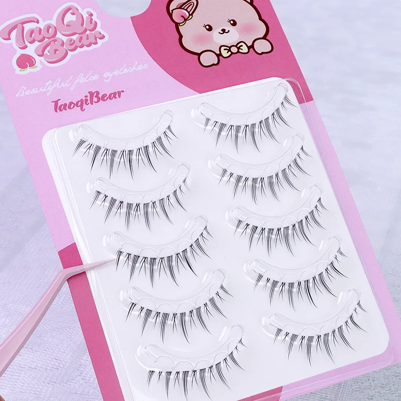 5ペア グルーフリー フルストリップ グルーフリー マンガ風つけまつげ DIY ナチュラルスタイルつけまつげ