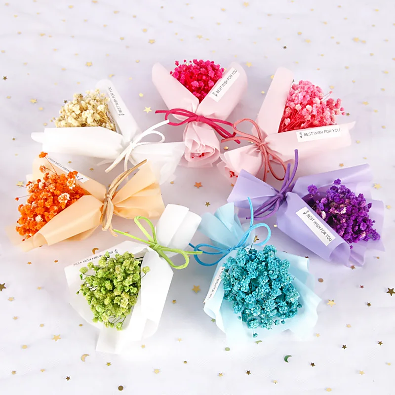 

Mini Natural Gypsophil Dried Flowers Arrangement Car Bouquet Gift Box Filling Decoration Home Party Wedding Little Present