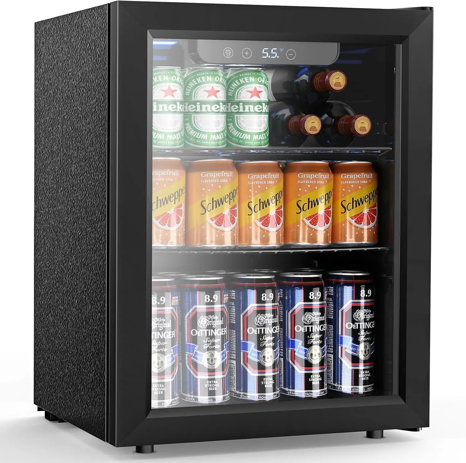 1.7 cu.ft Mini Fridge with Glass Door and Digital Temperature Control for Beer, Soda, Wine in Home Office Bar