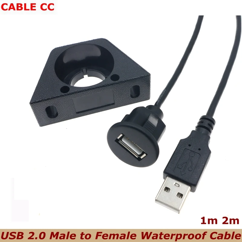 200cm For Ships Car Dashboard USB Extension Cable USB Panel Small Waterproof Cable USB 2.0 Male to Female Extension Expander