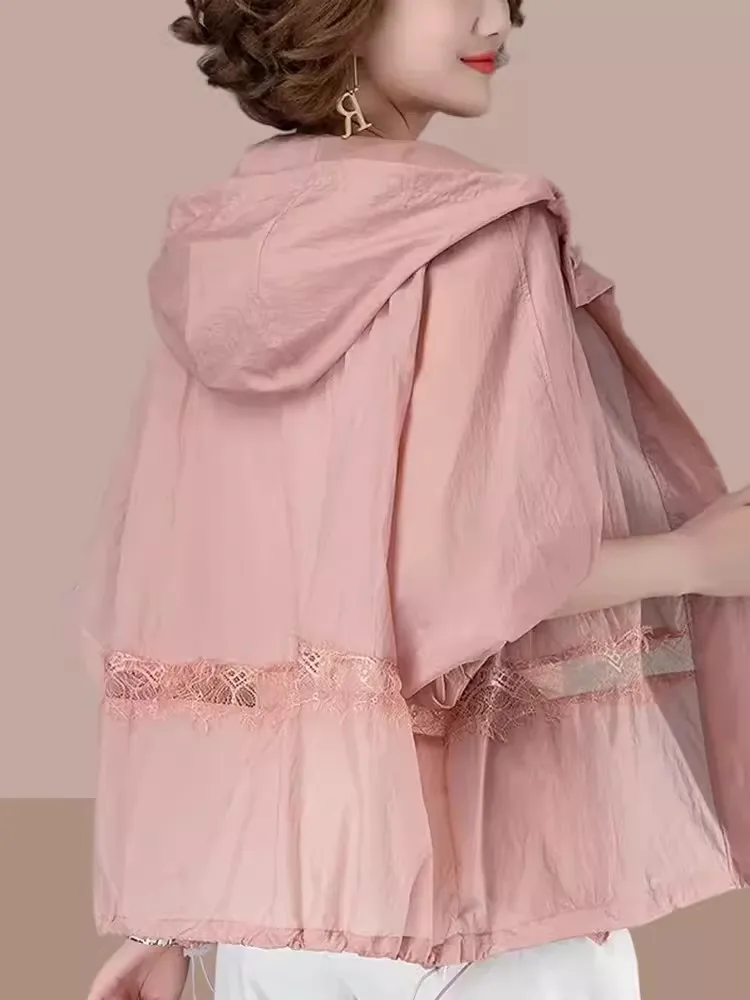 

Женская легкая куртка больших размеров для активного отдыха с защитой от УФ-излучения, весна-лето, новая модель, повседневная, свободного кроя, с длинными рукавами, с капюшоном