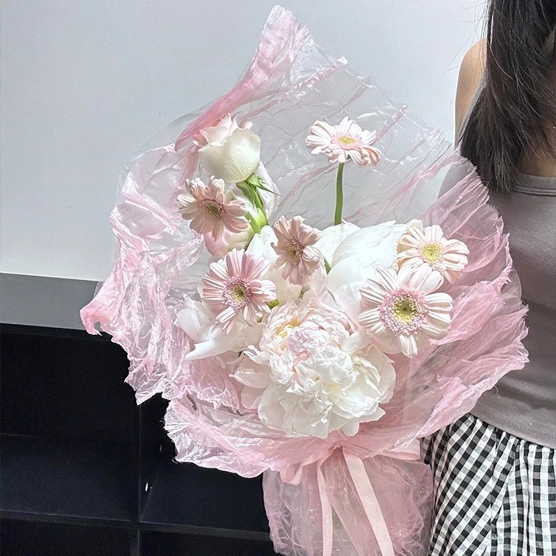 50x60cm Mesh Packaging Paper Colorful Pleated Floral Bouquet Lining Material Advanced DIY Photography Background Material