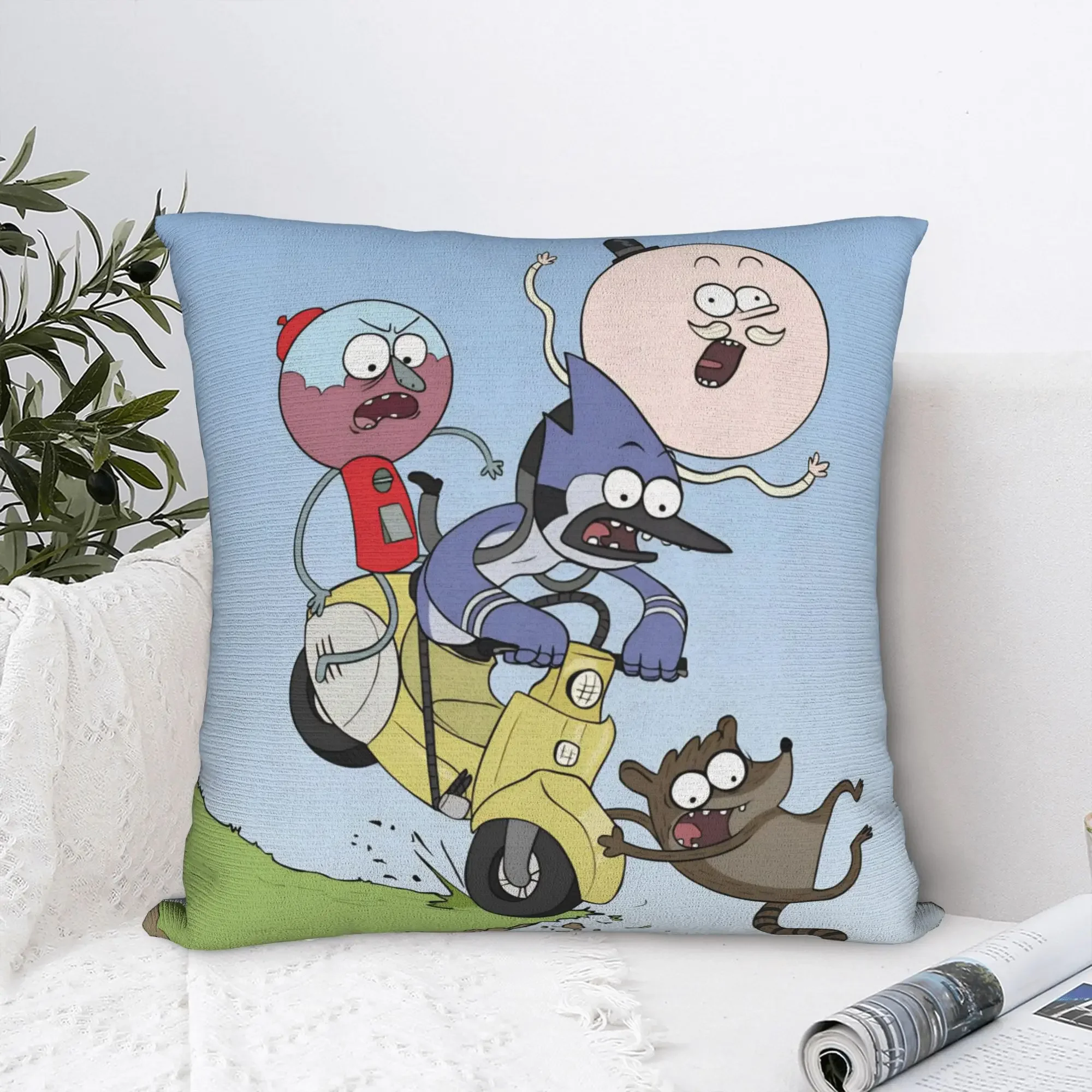 Regulars Show TV Series  Square Pillow Covers Polyester Car  Cushion Case Cute Decorative Throw Pillow Case 40*40