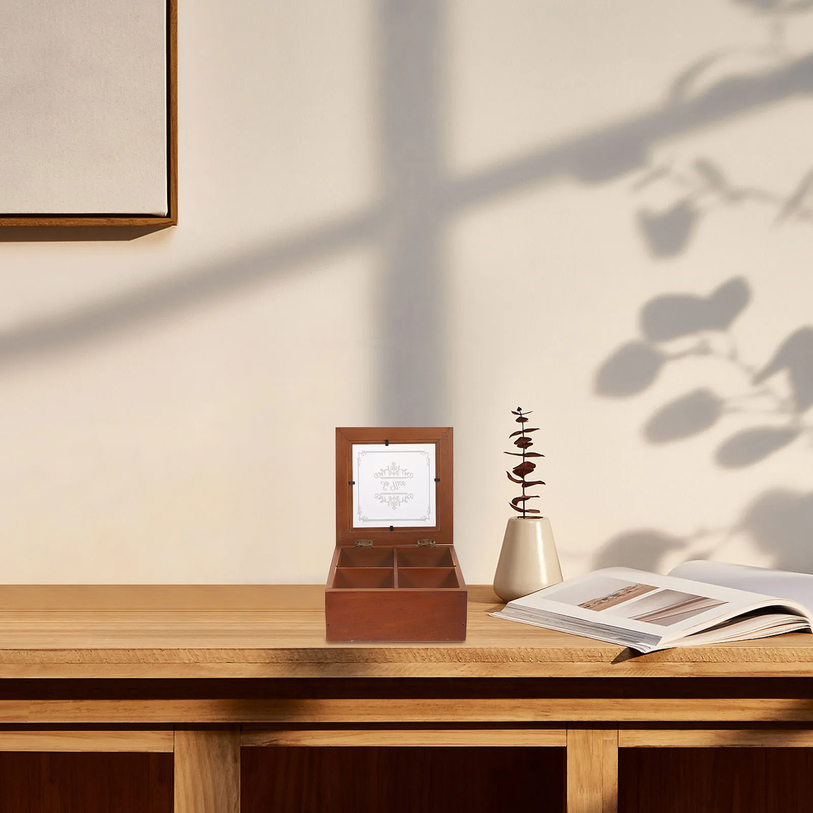 

Деревянная шкатулка для драгоценностей с 4 отделениями, органайзер для ювелирных изделий в винтажном стиле для колец, серег, ожерелий, футляр для безделушек, ящик для хранения брелоков