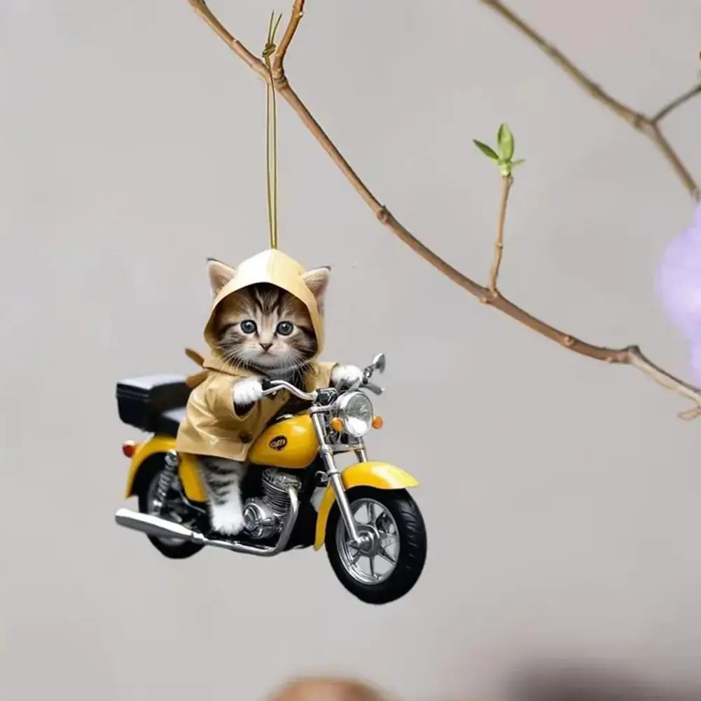 Super Cute Car Mirror Hanging Ornament with Lanyard Easy to Hang Cat Pendant Xmas Tree Cat Shaped Pendant Car Accessories