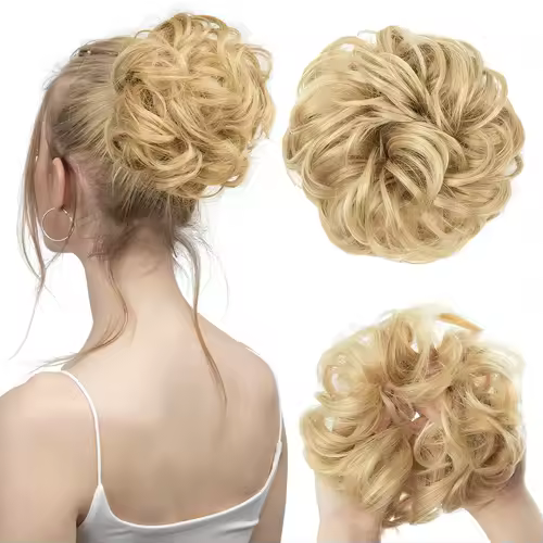 Synthetic Messy Hair Bun Extensions Big Curly Elastic Hair Scrunchies Hairpieces Chignon Donut Updo Hair Pieces for Women - Image 17