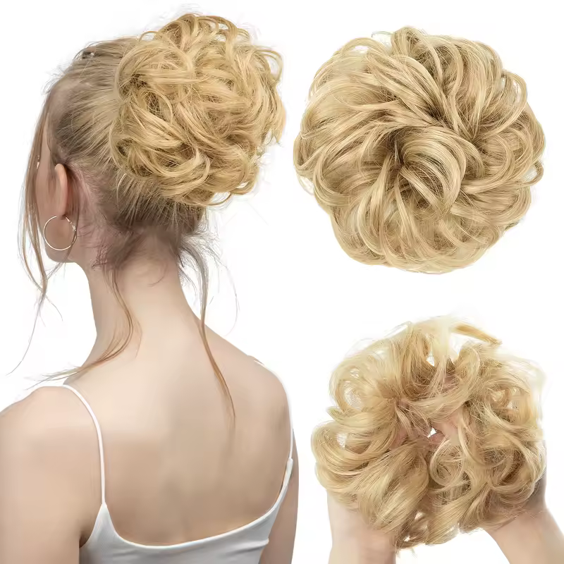 Synthetic Messy Hair Bun Extensions Big Curly Elastic Hair Scrunchies Hairpieces Chignon Donut Updo Hair Pieces for Women - Image 17
