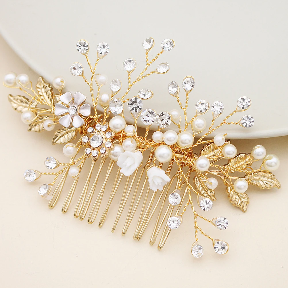 

Bridal Headdress Hair Comb Accessories Women Wedding Crystal Handmade Metal Bride