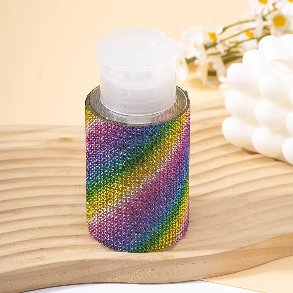 Sparkling Rhinestone Nail Refillable Bottles 200ml Luxury Refillable Liquid Dispenser Bling Bling Leak-Proof