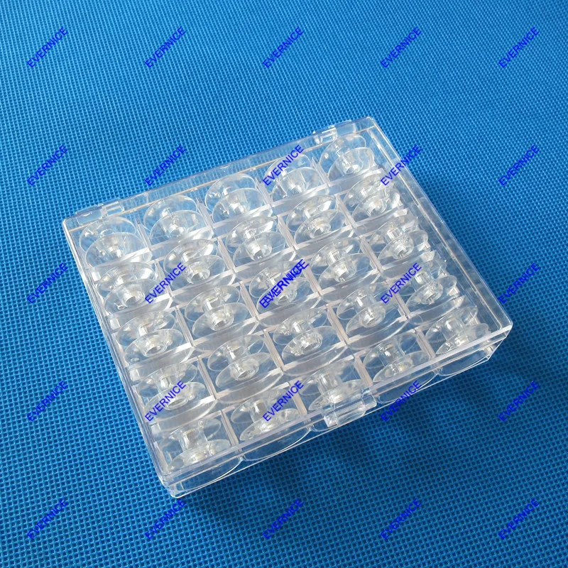 

25 Bobbins W/ BOX for Singer Plastic Sewing drop-in Bobbins 66 Class 99 185 241 300 400 BERNINA 719