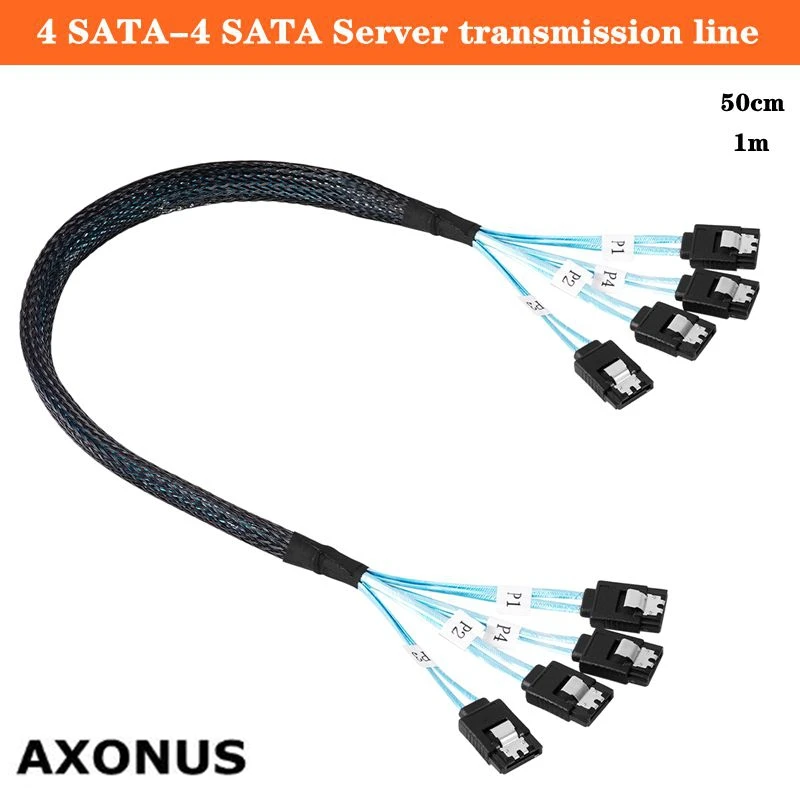 0.5m Dual Channel SATA 3.0 4-to-4 High-Speed Hard Disk Serial Port Connection Cable Server Transmission Cable 6-to-6 Data Cable