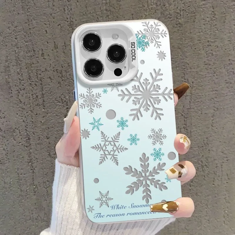 Bling Snowflakes Christmas Case for Samsung Galaxy A16 A06 A35 A55 A25 A05S A15 A54 A34 A24 A14 A05 A04 4G 5G Matte Back Cover