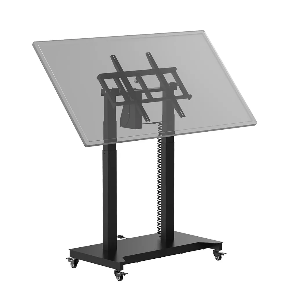 Electric Lifting Tilt Motorized Flip up Turning Style Mobile Tv Floor Stand With Lift Mechanism Supply for Tv Screen Tv Mount