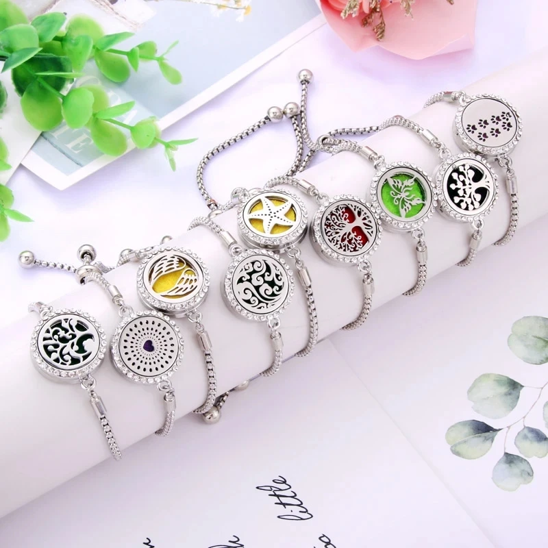 New Good Luck Auspicious Cloud Bangle Adjustable Women Charm Bracelet Essential Oil Diffuser Aromatherapy Zircon Locket Jewelry