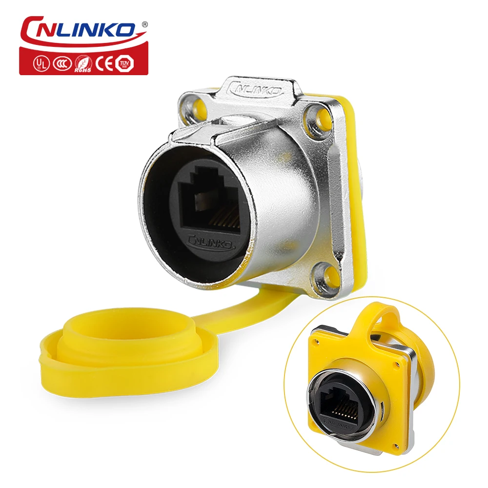 CNLINKO Industrial M24 PBT Plastic Adapters RJ45 Panel Mount Socket Signal Connector Ethernet Connectors+Waterproof Cap